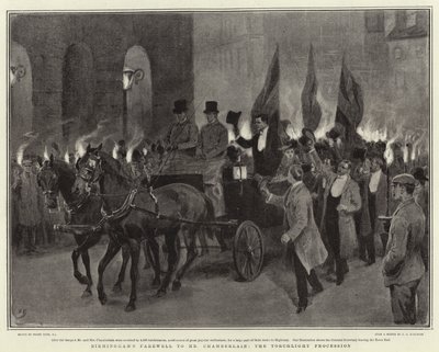 バーミンガムのチェンバレン氏への別れ、たいまつ行列 作： Frank Dadd
